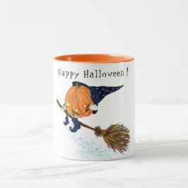 Taza Halloween Mug Witch Pumpkin Flying Broom Fun
