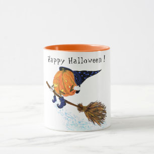 Taza Halloween Mug Witch Pumpkin Flying Broom Fun