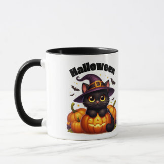 Taza Halloween mugs with a cat theme