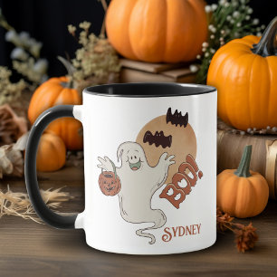 Taza Halloween personalizado del fantasma del retro vin