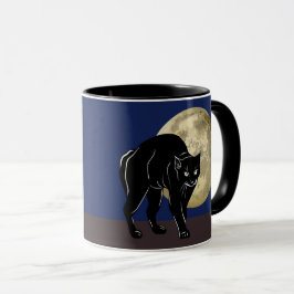 Taza Halloween Prowling Black Cat En Una Noche De Luna 