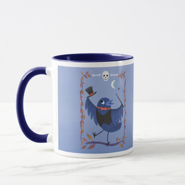 Taza Halloween Raven Crow Moon Magic Blue (Izquierda)