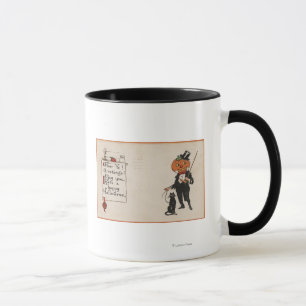 Taza Halloween saludo a Jack-O-Lantern en Tux