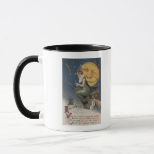 Taza Halloween saludo a Witch en vuelo