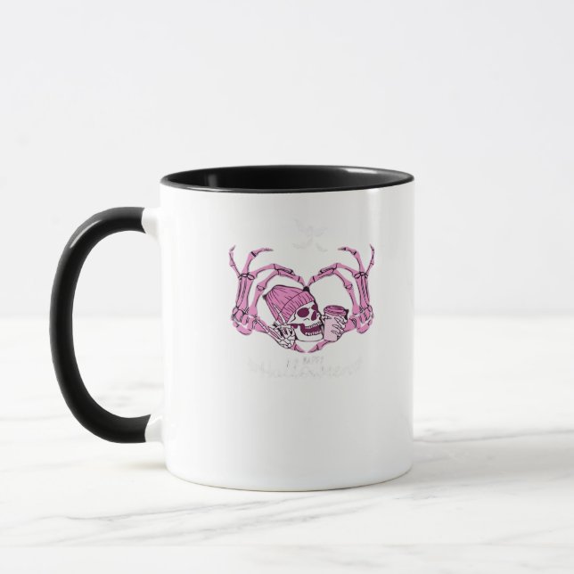 Taza Halloween Skull Heart Hands Skeleton Beanie Design (Izquierda)