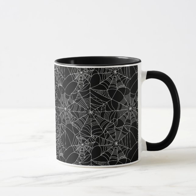 Taza Halloween Spooky Spider Web Black White (Derecha)
