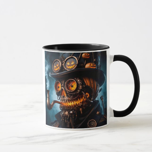 Taza Halloween Steampunk Jack-O-Lantern gótico (Derecha)
