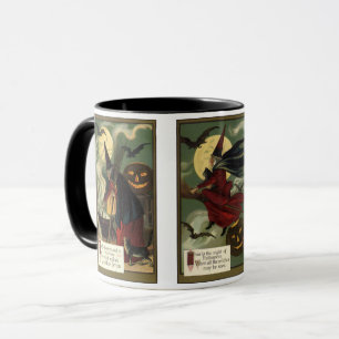 Taza Halloween vintage con dos diseños de brujas malvad