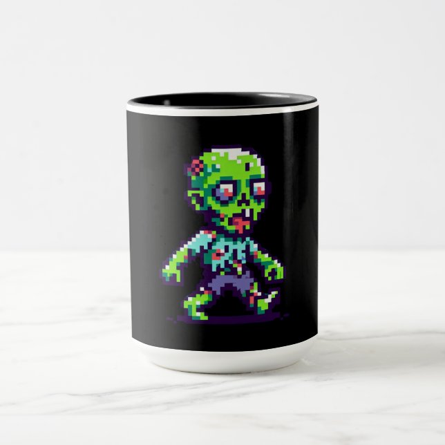 Taza Halloween zombie divertido de 8 bits (Centro)