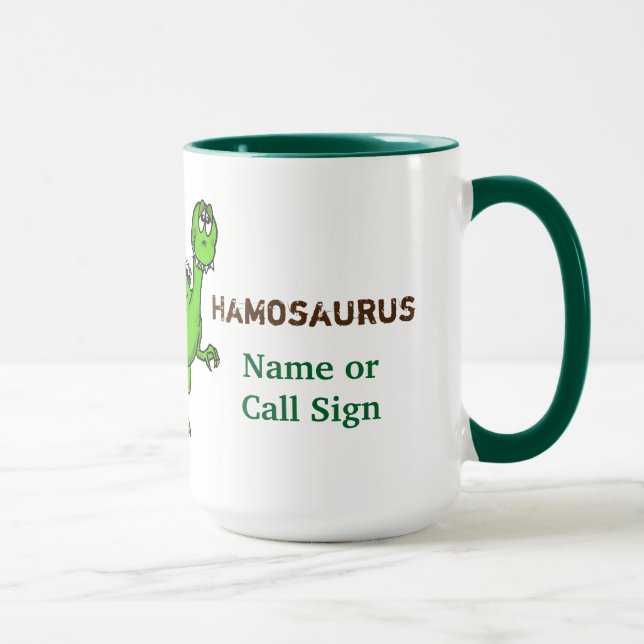 Taza ¡Ham Radio Dinosaur Mug Personalizar! (Derecha)
