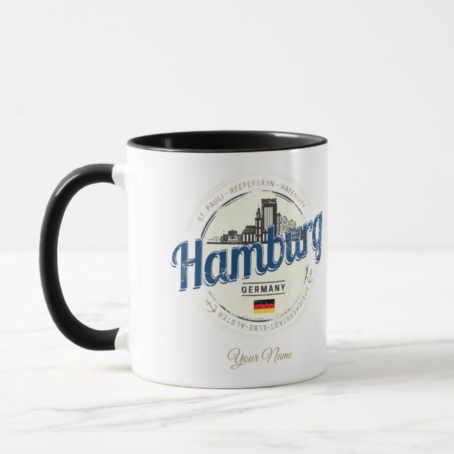 Taza Hamburg Skyline Alemania Vintage Holiday Souvenir (Izquierda)