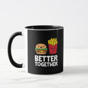 Taza Hamburguesa y patatas fritas mejor juntos gráfico