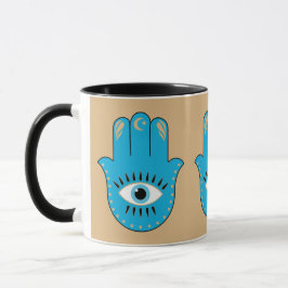 Taza Hamsa Hand Greek Evil Eye Blue