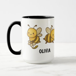Taza Hand Drawn Bumble Bees Custom Cute