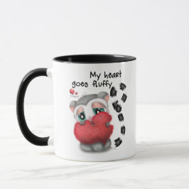 Taza Hand-Drawn Lemur Holding Big Red Heart