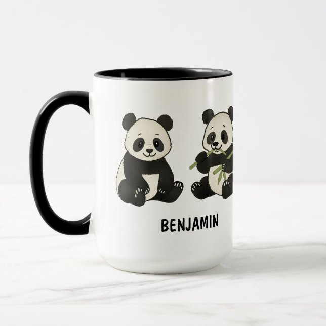Taza Hand Drawn Panda Bear Custom Cute (Izquierda)