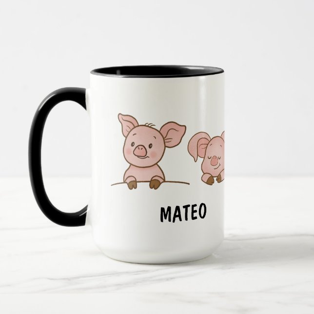 Taza Hand Drawn Pig Custom Cute (Izquierda)