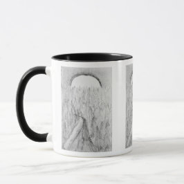 Taza Hand-drawn road and evergreens with moon Mug