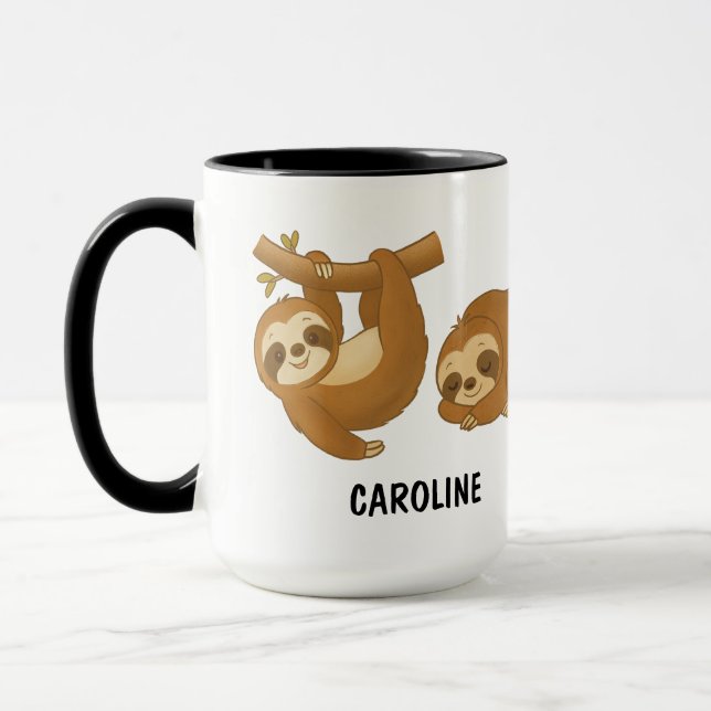 Taza Hand Drawn Sloth Custom Cute (Izquierda)