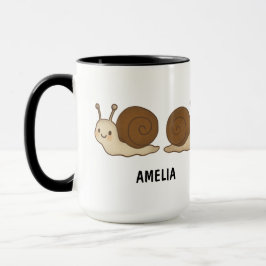 Taza Hand Drawn Snail Custom Cute Mug