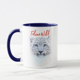 Taza Hand Drawn Snow Leopard Mug "Feline Wild" 