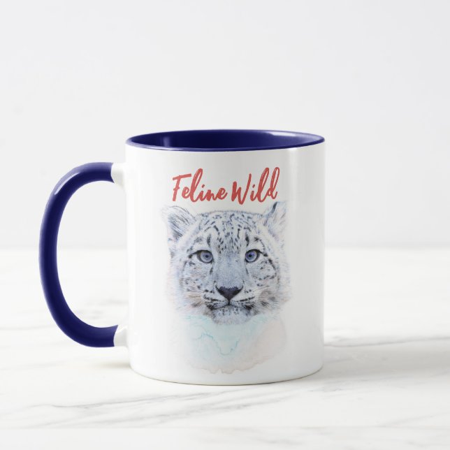 Taza Hand Drawn Snow Leopard Mug "Feline Wild"  (Izquierda)