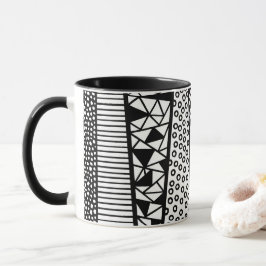 Taza Handpainted black and design white