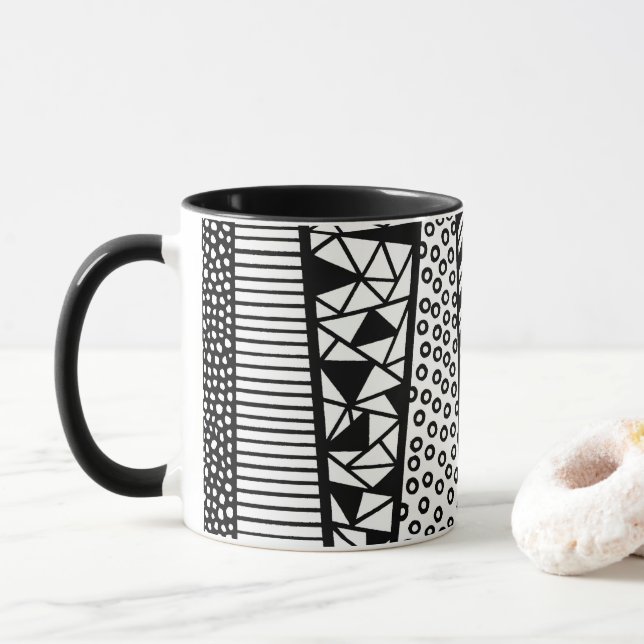 Taza Handpainted black and design white (Con donut)