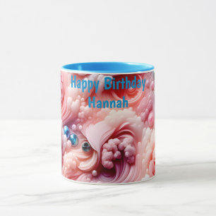 Taza HANNAH ~ Patrón abstracto 3D ~ Rosa~