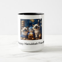 Hanukkah Café Mug con gatos de Ragdoll