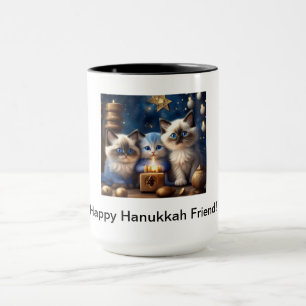 Taza Hanukkah Café Mug con gatos de Ragdoll