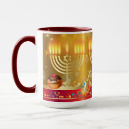 Taza Hanukkah Hermosa festividad judía de oro