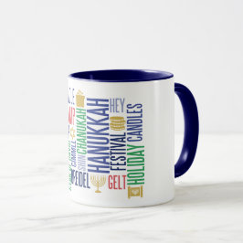 Taza Hanukkah Palabras del café festivo Mug