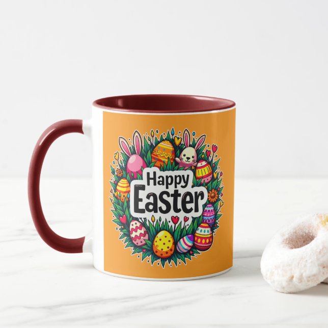 Taza Happy Easter – Colorful Spring Design - caneca (Con donut)