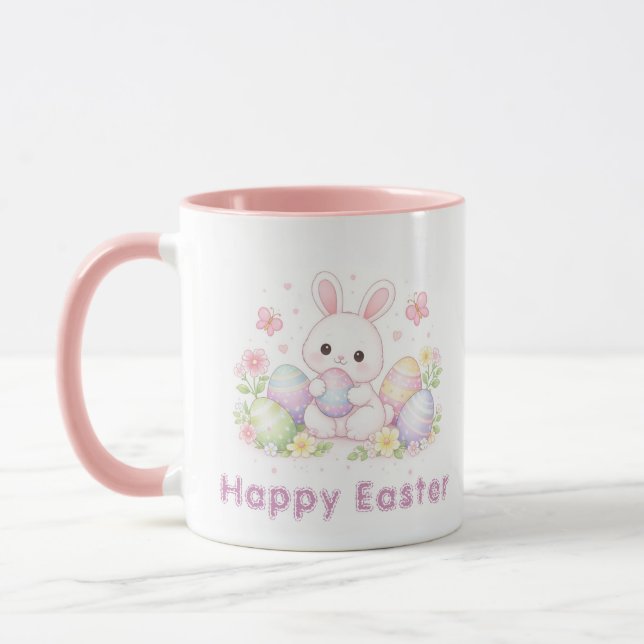 Taza Happy Easter Spring Design - Cute Easter Bunny (Izquierda)