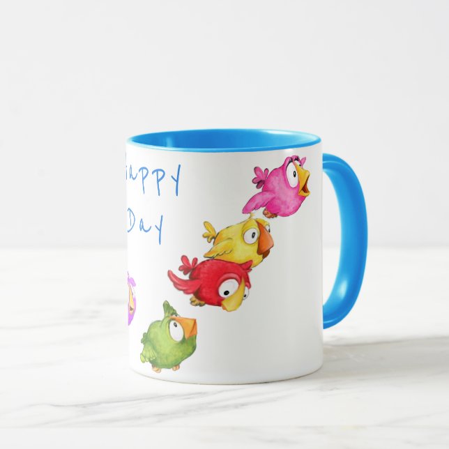 Taza Happy Flying Birds Mug - Personalizado Textos (Anverso derecho)