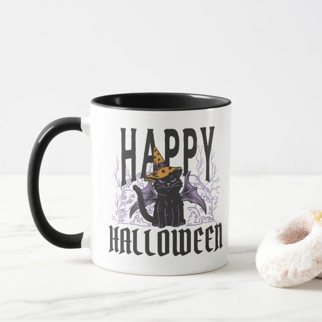 TAZA HAPPY HALLOWEEN BAT BLACK (Con donut)