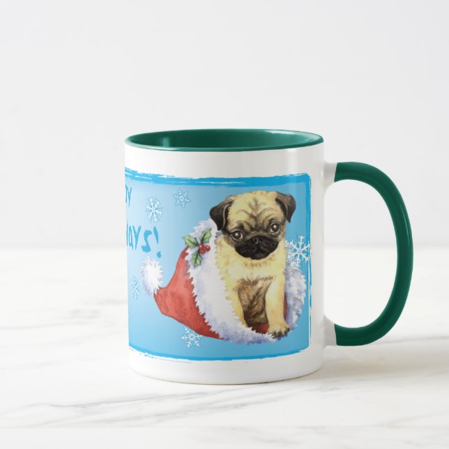 Taza Happy Howlidays Pug (Derecha)