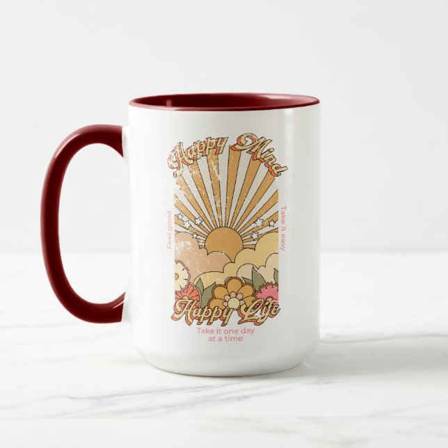 Taza Happy Mind Happy Life Hippy Groovy Vibes (Izquierda)