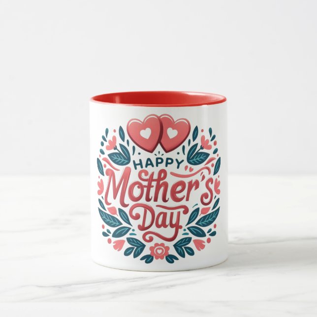 Taza Happy Mother's Day - Botanical Heart & Script  (Centro)