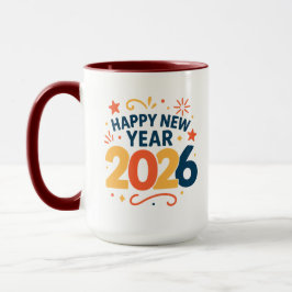 Taza Happy New Year 2026 Festive Colorful Combo Mug
