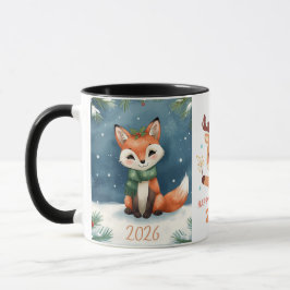 Taza happy new year 2026  fox & reindeer coffee mug