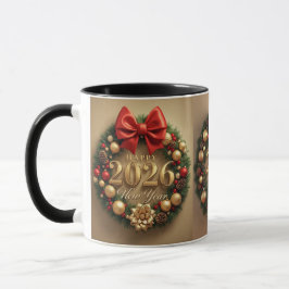 Taza happy new year 2026 warm wreath mug