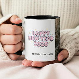 Taza Happy New Year  Personalized Family Name Photo   