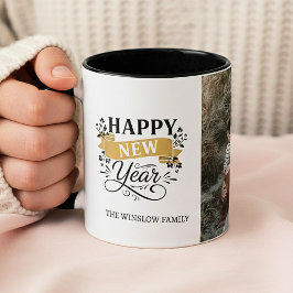 Taza Happy New Year  Personalized Family Name Photo