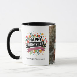 Taza Happy New Year  Personalized Family Name Photo Mug