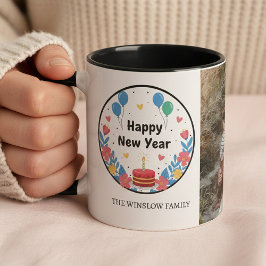 Taza Happy New Year  Personalized Family Name Photo Mug