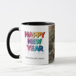 Taza Happy New Year  Personalized Family Name Photo Mug