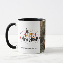 Taza Happy New Year  Personalized Family Name Photo Mug