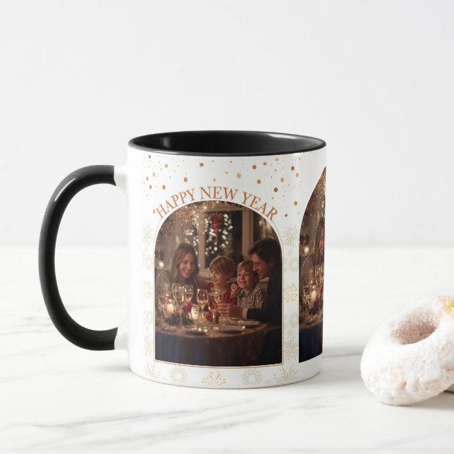 Taza Happy New Year Photo Customizable everyday (Con donut)